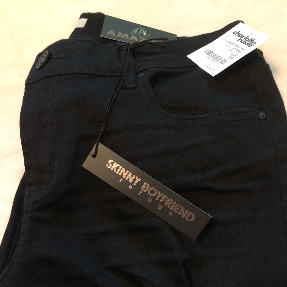 Black Destroyed Skinny Boyfriend Jeans